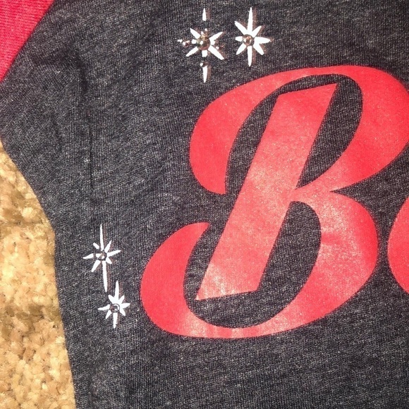 L.O.L Vintage “Believe” Gray & Red Graphic Baseball 3/4 Sleeve Shirt Size Small - Picture 6 of 9